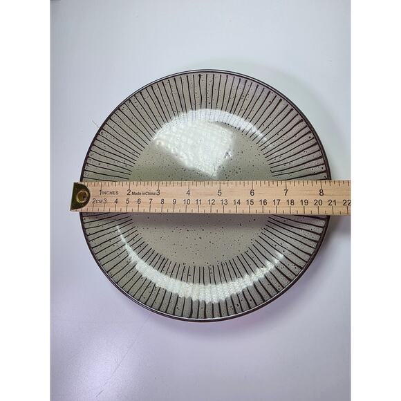 OVER AND BACK Cream Brown Swirl Back to Origins 8.25" Salad Plates Set of 2 - Picture 3 of 6